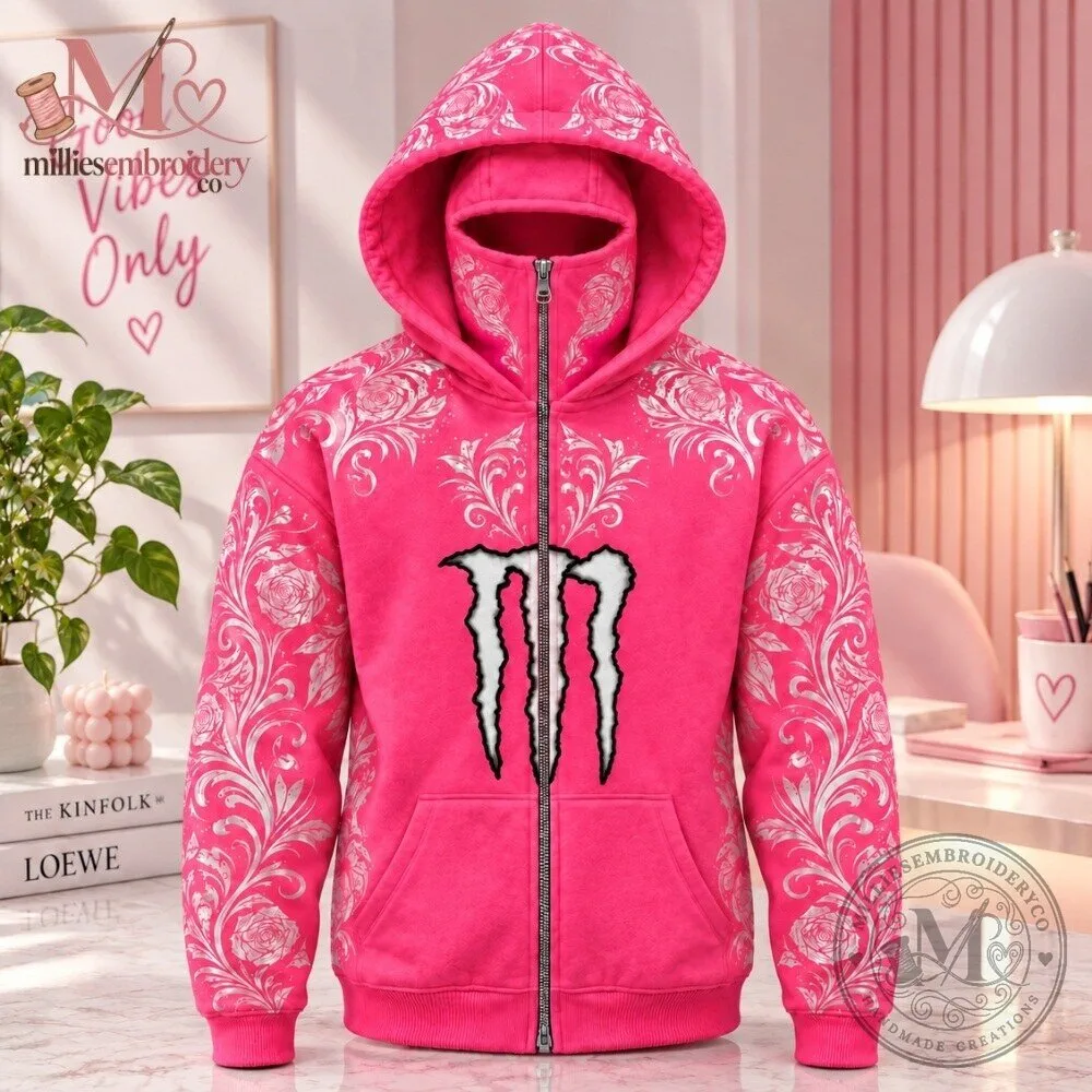 Monster Energy Blue Full Face Mask Zip Hoodie 2026