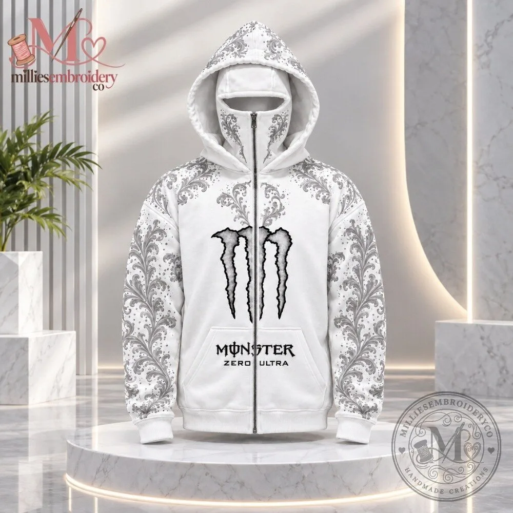 Monster Energy Blue Full Face Mask Zip Hoodie 2026