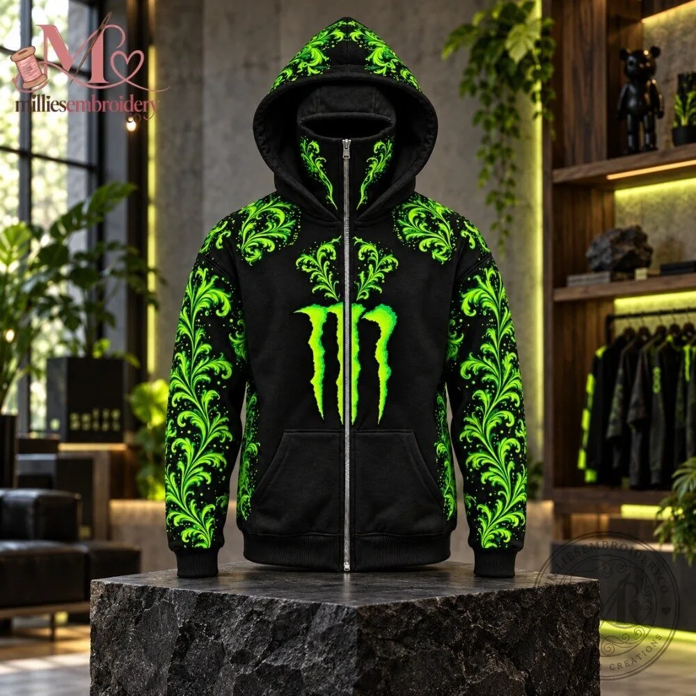 【Mサイズ】 MONSTER HOTEL 2026 パーカー Monster Energy Blue Full Face Mask Zip Hoodie 2026